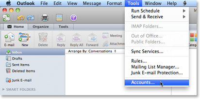 show separate inboxes for each account outlook mac