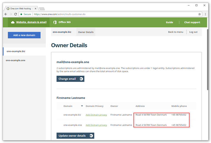You can now see the updated address details in the overview