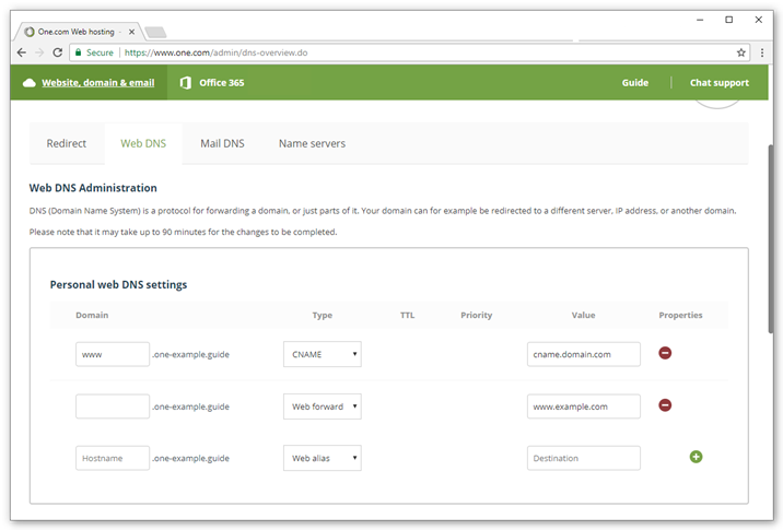 Select CNAME from the drop down menu