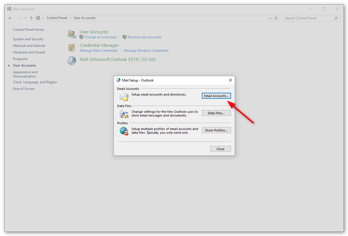 Click Email Accounts... to add a new account