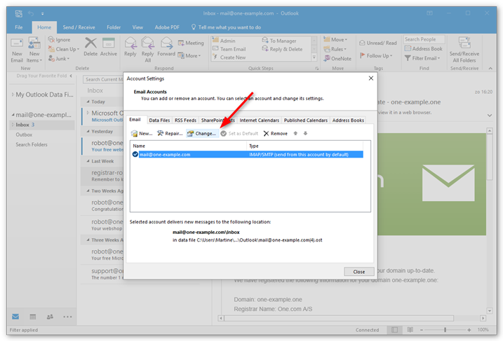 how to combine two email accounts in outlook 2010