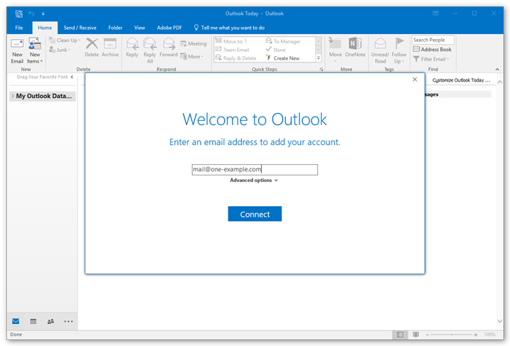 how to add account to outlook 2016