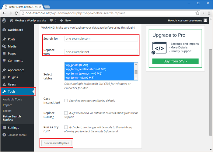 Search and replace plugin
