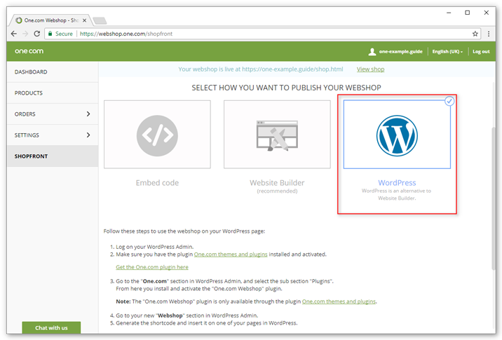 Insert your webshop in your WordPress site with our especially developed plugin