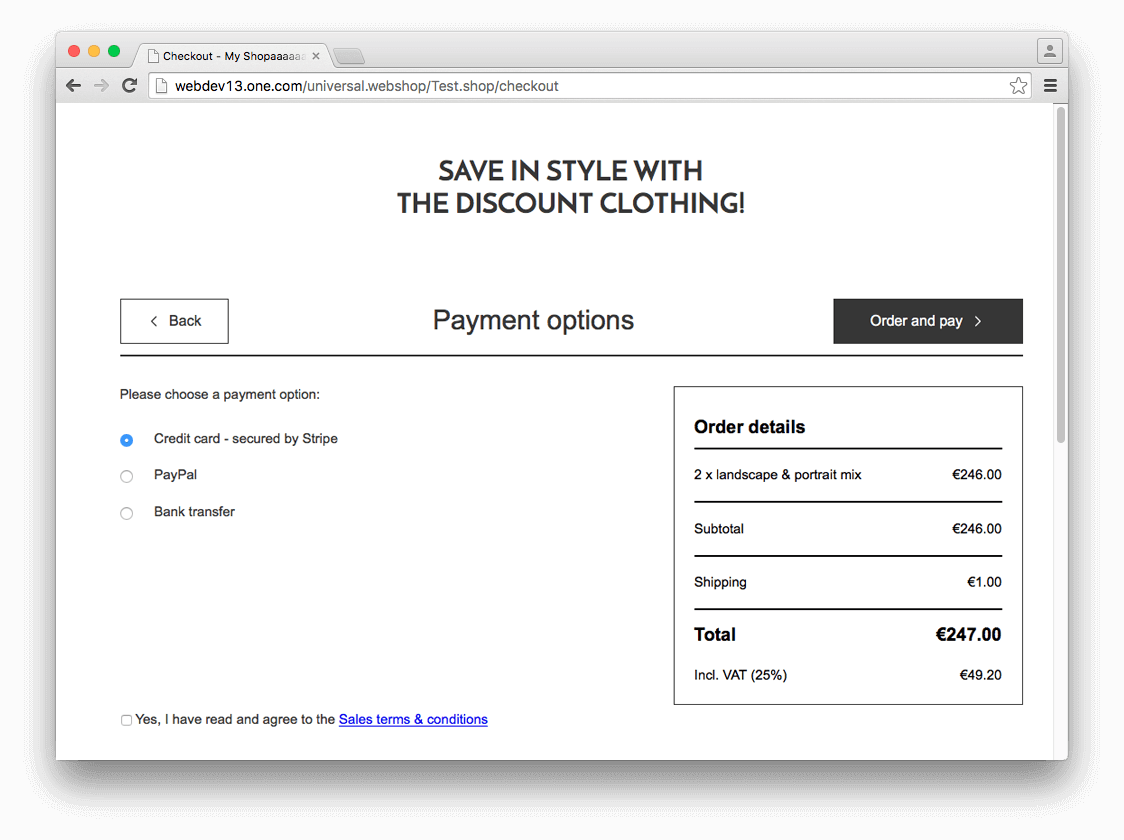 Stripe as one of the payment option in checkout
