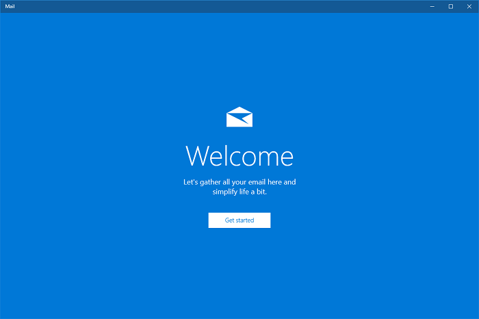 Open Windows 10 Mail and click Get started