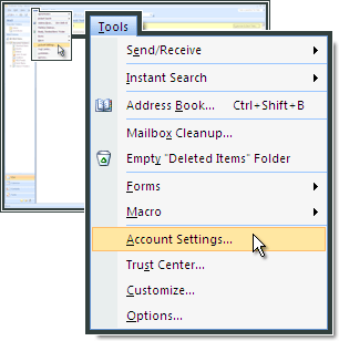 comcast imap settings for outlook 2007