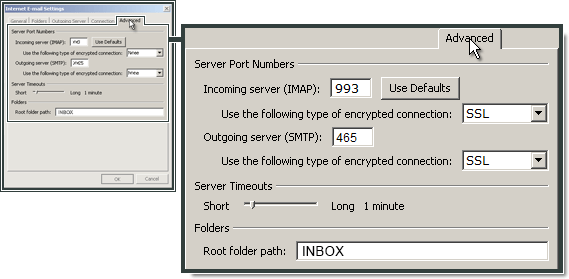 Configuration of port 2525 for outgoing server.