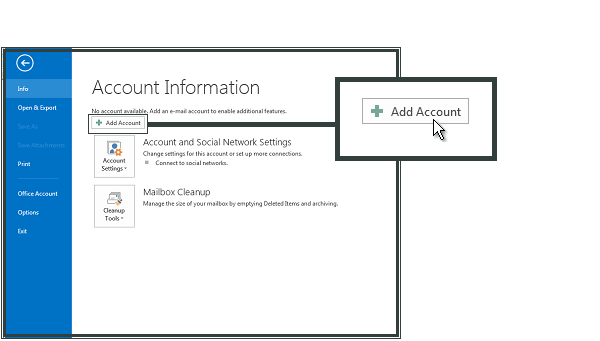 recommended account settings for outlook 2013