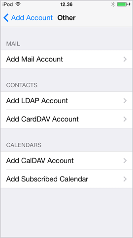 点击iPhone iOS 7上的添加邮件帐户。