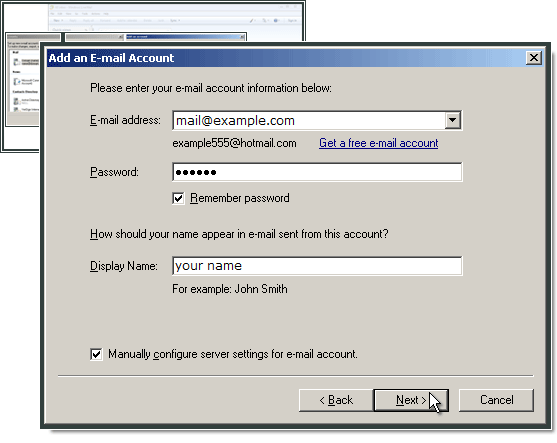 setting up live mail