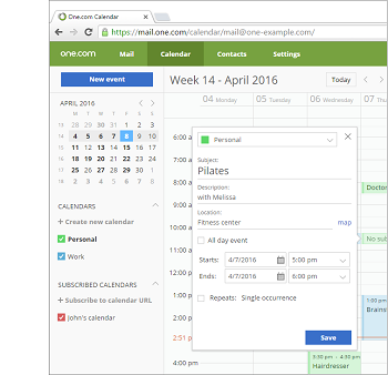 Create events in your calendar