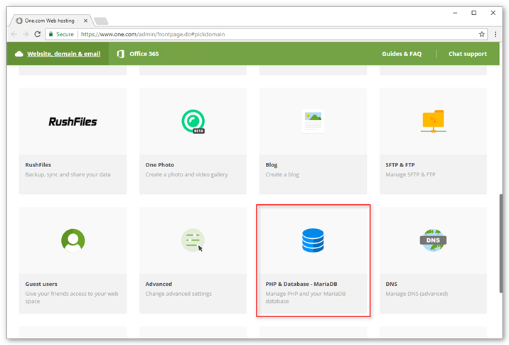 PHP and MySQL in the Control Panel