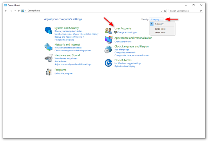 Open your Windows control panel and click User Accounts