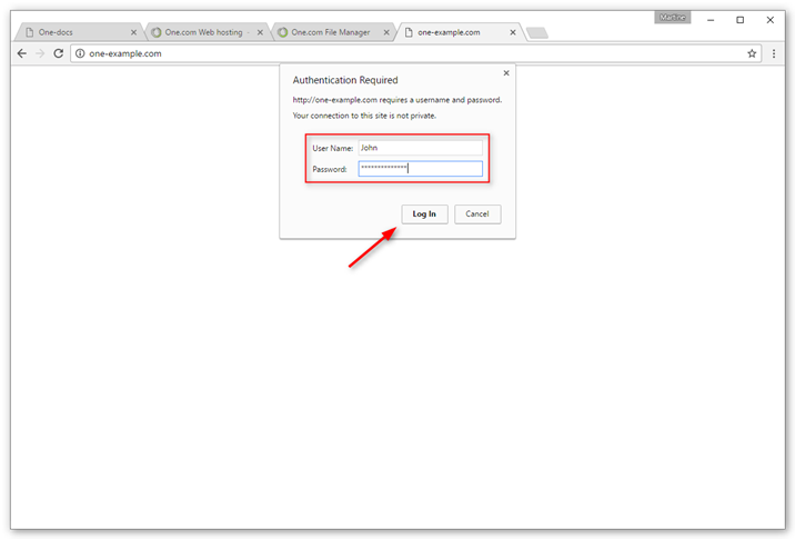 login window htaccess