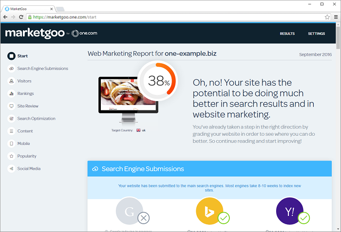 your marketing report starts with your overall score