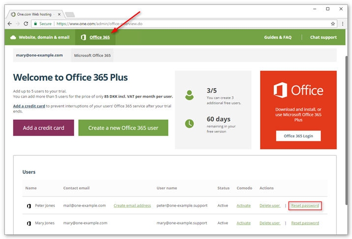 how to reset office 365 portal password