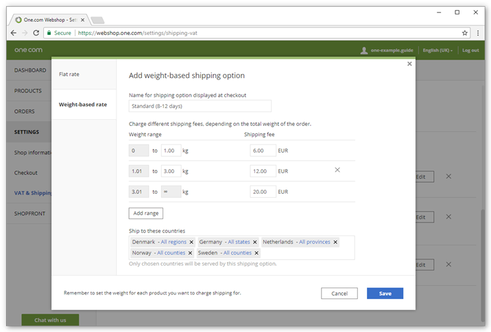 A weight based rate changes according to the weight of a product.
