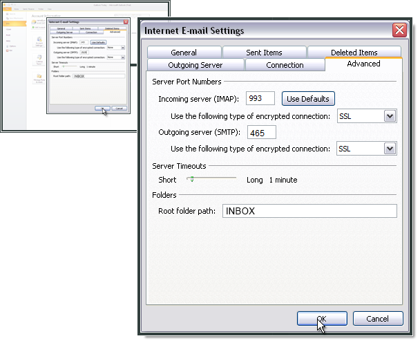 Setting up IMAP and SMTP